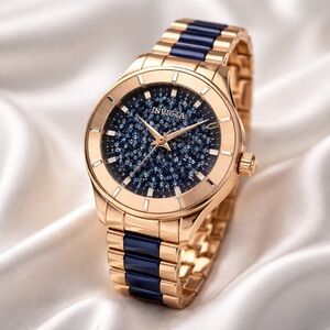 Invicta Women's Gold and Navy Watch